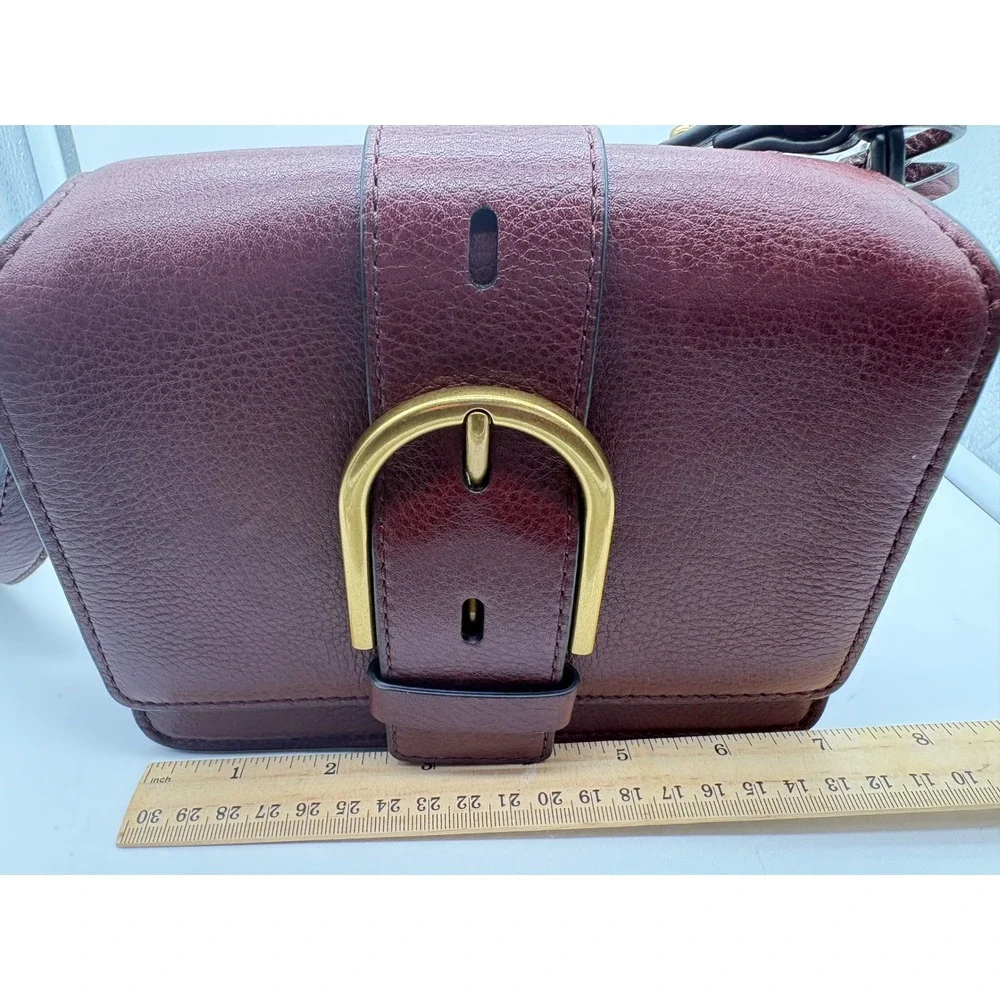 Fossil Wiley Top Handle Crossbody Saddle Bag Burgundy Wine Claret Leather Brass